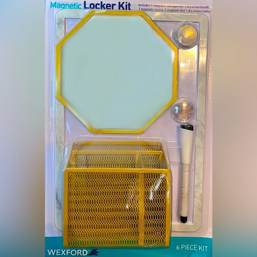 Wexford 6-Piece Magnetic Locker Kit, Gold & Marble, New, Unopened